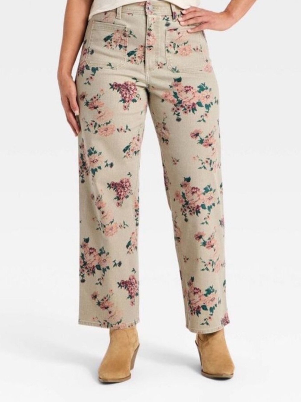 LIKE NEW 🌸 Universal Thread - Women's Highest-Rise Floral Sailor Straight Jeans